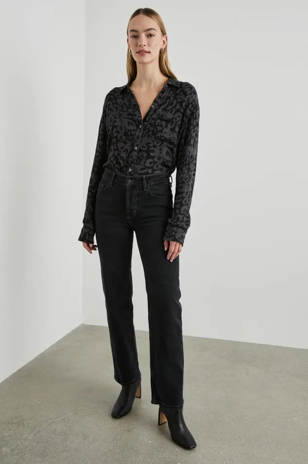 Rails Tops Women HUNTER SHIRT Diffused Charcoal Cheetah