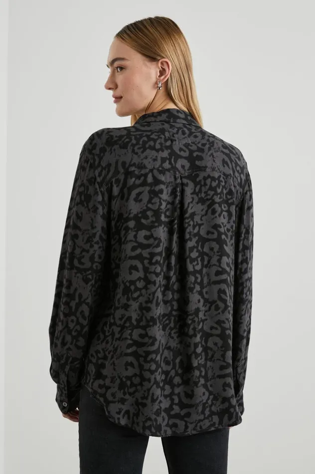 Rails Tops Women HUNTER SHIRT Diffused Charcoal Cheetah