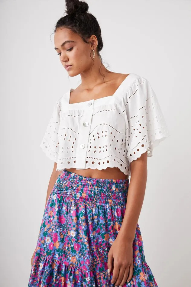 Rails Tops Women KIT TOP White Eyelet Embroidery
