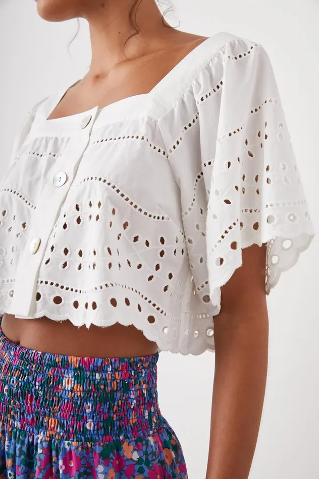 Rails Tops Women KIT TOP White Eyelet Embroidery