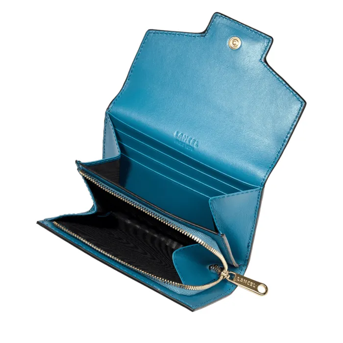 Rectangular Flap Compact Wallet Wave Blue Women Lancel Purse Rectangular Flap Compact Wallet Wave Blue Women Lancel Purse