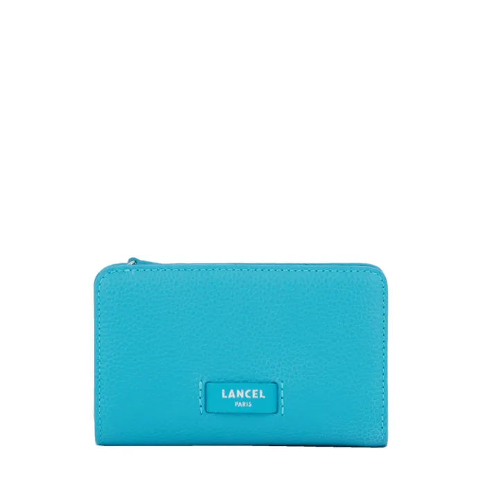 Rectangular Zip Compact Wallet Ocean Blue Women Lancel Purse