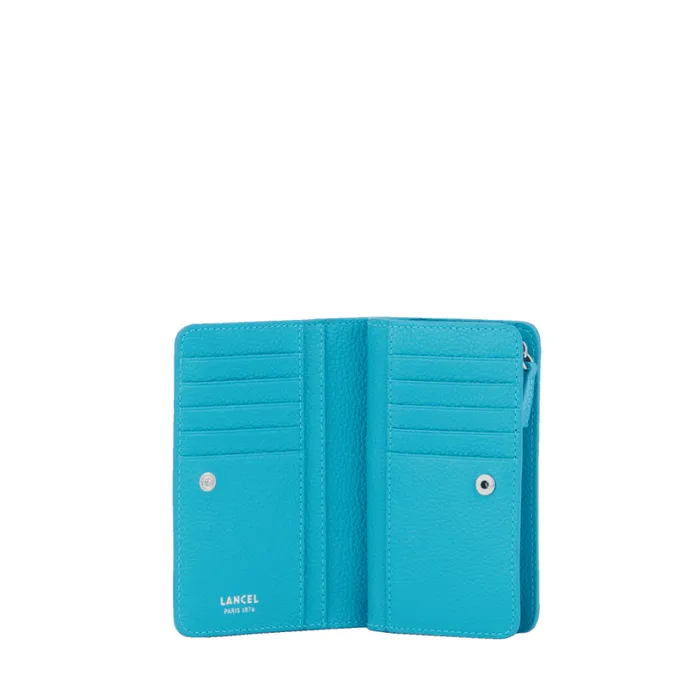 Rectangular Zip Compact Wallet Ocean Blue Women Lancel Purse Rectangular Zip Compact Wallet Ocean Blue Women Lancel Purse