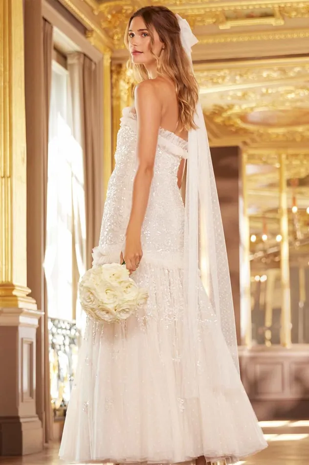 Regal Rose Gloss Strapless Gown Champagne Women Needle and Thread Dresses