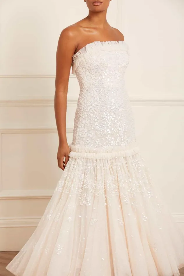 Regal Rose Gloss Strapless Gown Champagne Women Needle and Thread Dresses