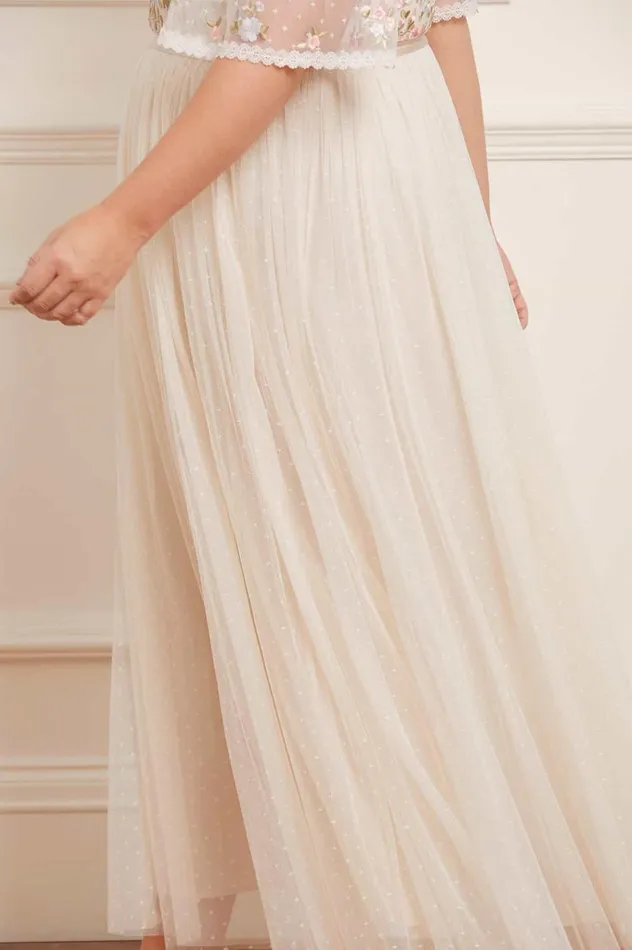 Ribbon Bouquet Bodice Ankle Gown Champagne Women Needle and Thread Dresses
