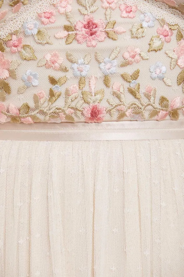 Ribbon Bouquet Bodice Ankle Gown Champagne Women Needle and Thread Dresses