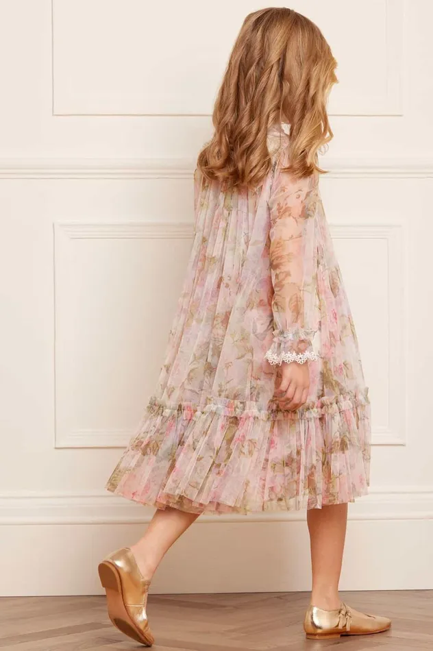 Rose Powder Long Sleeve Kids Dress Multi Kids Needle and Thread Kids Formalwear