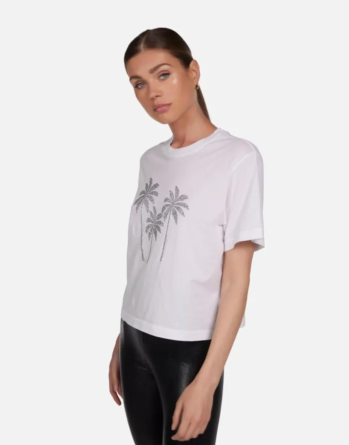 Rue Crystal Palm Trees White Women039s Lauren Moshi Short Sleeve