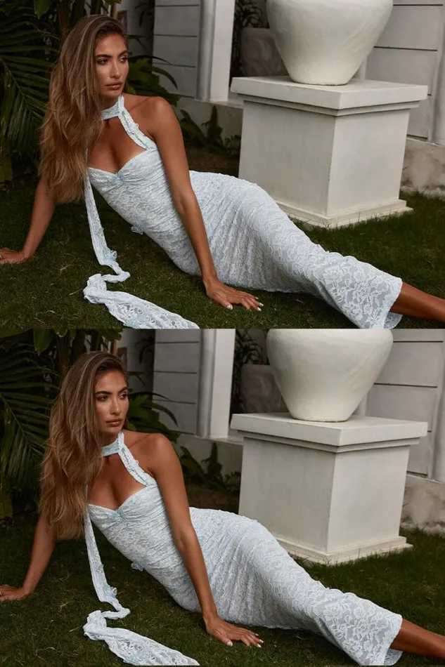 Runaway The Label Midi Shop AZEALIA LONG MIDI DRESS 8211 SKY BLUE