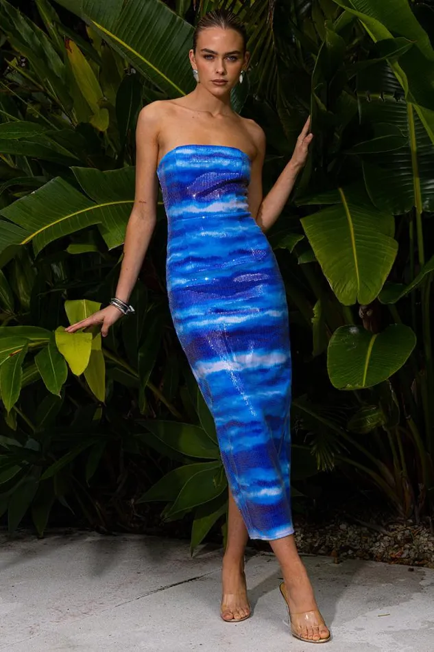 Runaway The Label Midi Shop MALIBU MIDI DRESS 8211 OCEAN