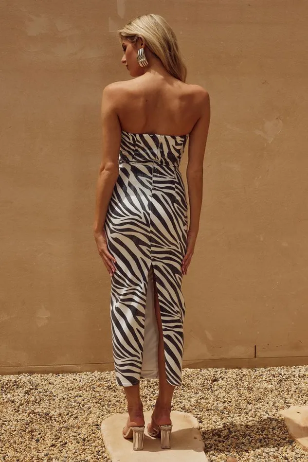 Runaway The Label Midi Shop MALIBU MIDI DRESS 8211 ZEBRA