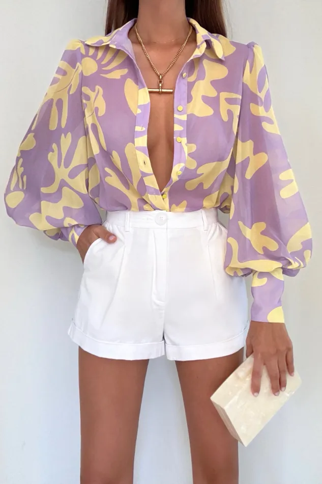 Runaway The Label Shirts and Blouses Shop FLEETWOOD BLOUSE 8211 LILAC BOTANICA