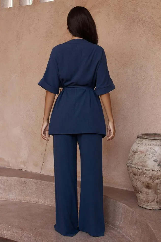 Runaway The Label Summer Sets Shop ZOE KIMONO TOP 8211 NAVY