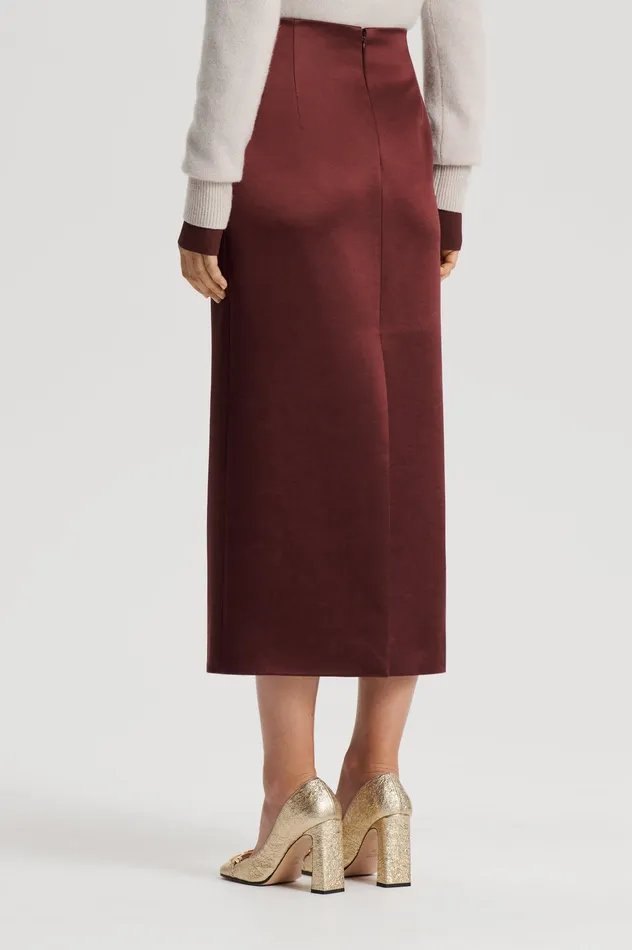 SATIN PENCIL SKIRT BURGUNDY Women Skirts Scanlan Theodore SATIN PENCIL SKIRT BURGUNDY Women Skirts Scanlan Theodore