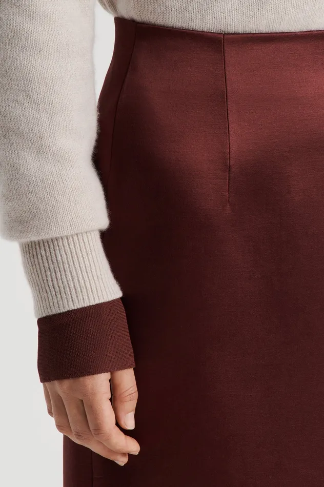 SATIN PENCIL SKIRT BURGUNDY Women Skirts Scanlan Theodore SATIN PENCIL SKIRT BURGUNDY Women Skirts Scanlan Theodore