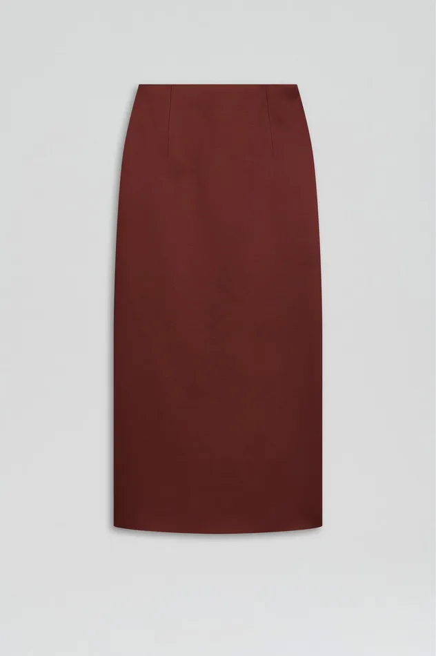 SATIN PENCIL SKIRT BURGUNDY Women Skirts Scanlan Theodore SATIN PENCIL SKIRT BURGUNDY Women Skirts Scanlan Theodore