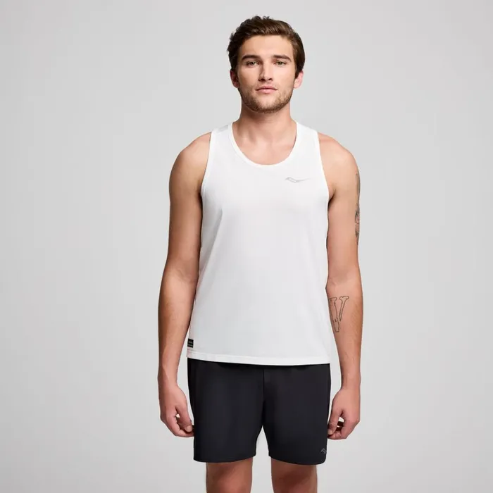 Saucony Tops Men Stopwatch Singlet White