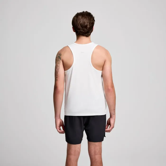 Saucony Tops Men Stopwatch Singlet White