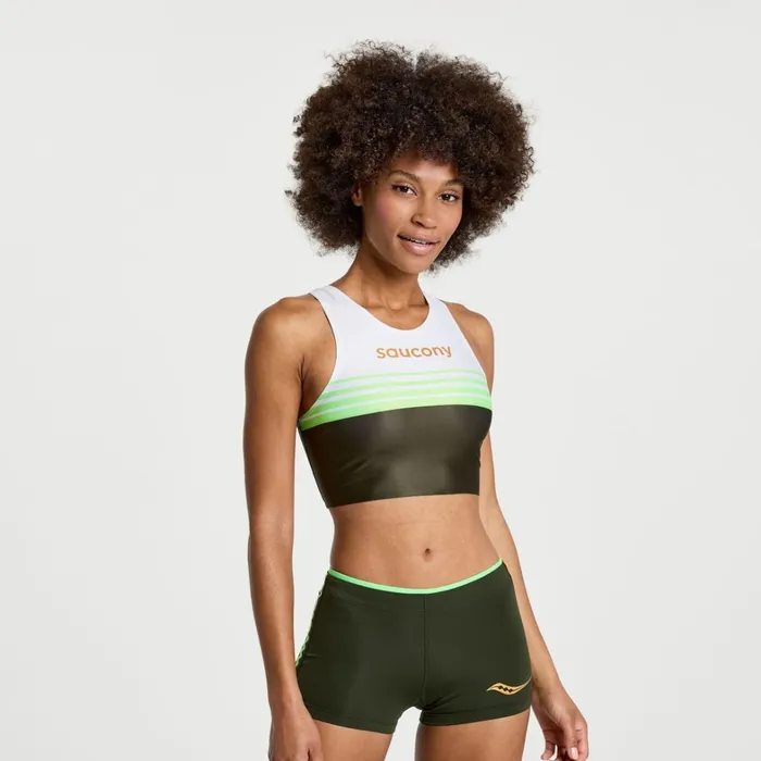 Saucony Tops Women Elite Crop Top Umbra