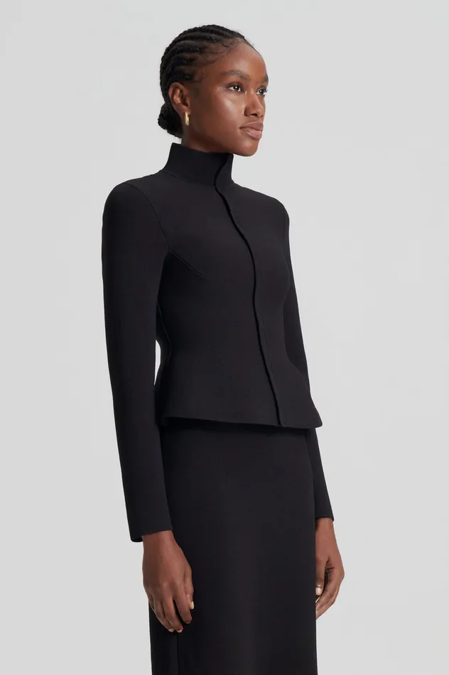 Scanlan Theodore CREPE KNIT PEPLUM JACKET DARKCHOCOLATE Women Jackets