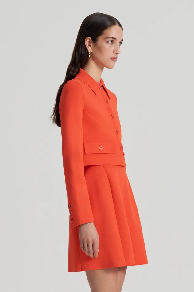 Scanlan Theodore Jackets Women CREPE KNIT CROP BUTTON JACKET CRAYON Scanlan Theodore Jackets Women CREPE KNIT CROP BUTTON JACKET CRAYON