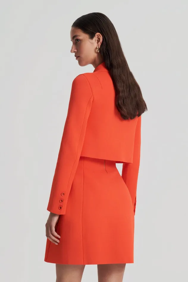 Scanlan Theodore Jackets Women CREPE KNIT CROP BUTTON JACKET CRAYON Scanlan Theodore Jackets Women CREPE KNIT CROP BUTTON JACKET CRAYON