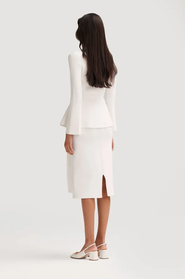 Scanlan Theodore Jackets Women CREPE KNIT RUFFLE JACKET WHITE