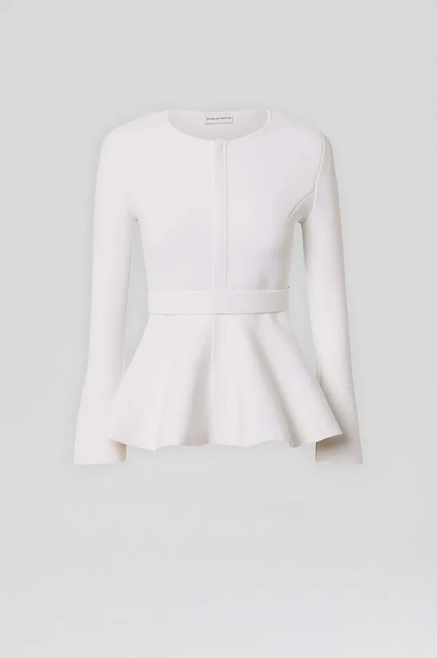 Scanlan Theodore Jackets Women CREPE KNIT RUFFLE JACKET WHITE