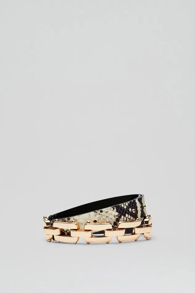 Scanlan Theodore Leather Women GOLD TRIM BELT 25 STONE Scanlan Theodore Leather Women GOLD TRIM BELT 25 STONE