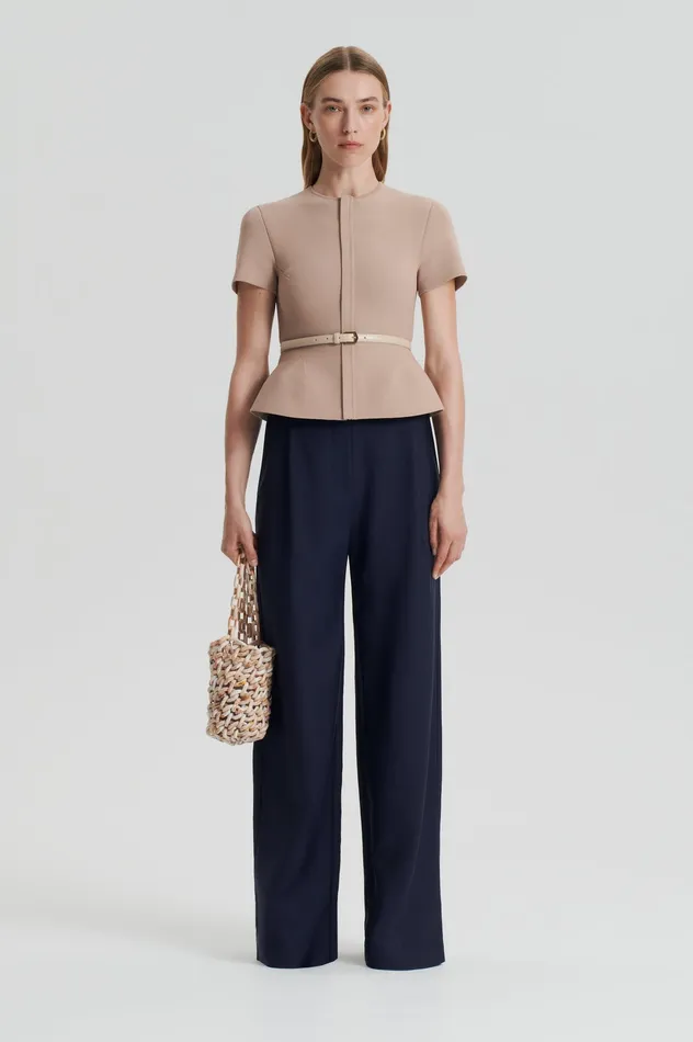 Scanlan Theodore Trousers Women PLEAT DRAPE LEG TROUSER NAVY