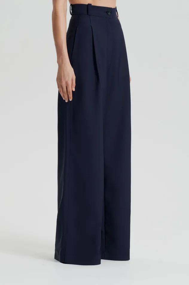 Scanlan Theodore Trousers Women PLEAT DRAPE LEG TROUSER NAVY Scanlan Theodore Trousers Women PLEAT DRAPE LEG TROUSER NAVY