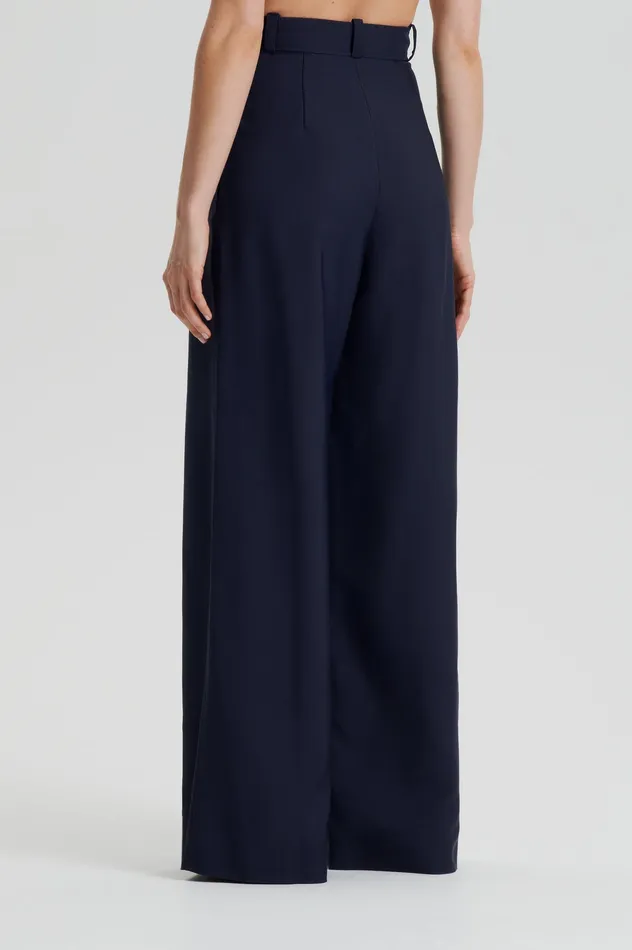 Scanlan Theodore Trousers Women PLEAT DRAPE LEG TROUSER NAVY Scanlan Theodore Trousers Women PLEAT DRAPE LEG TROUSER NAVY
