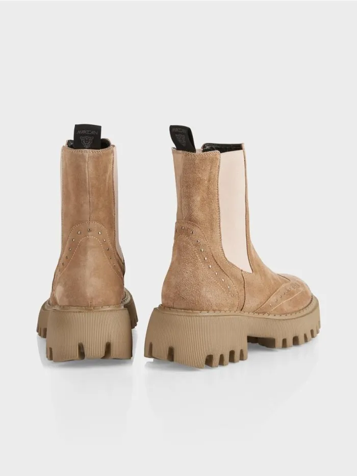 Schuhe Damen Marc Cain ChelseaBoots Mit Nieten Bright Toffee
