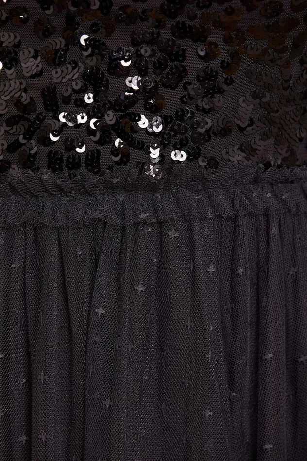 Sequin Wreath Bodice OffShoulder Ankle Gown Black Women Needle and Thread Dresses