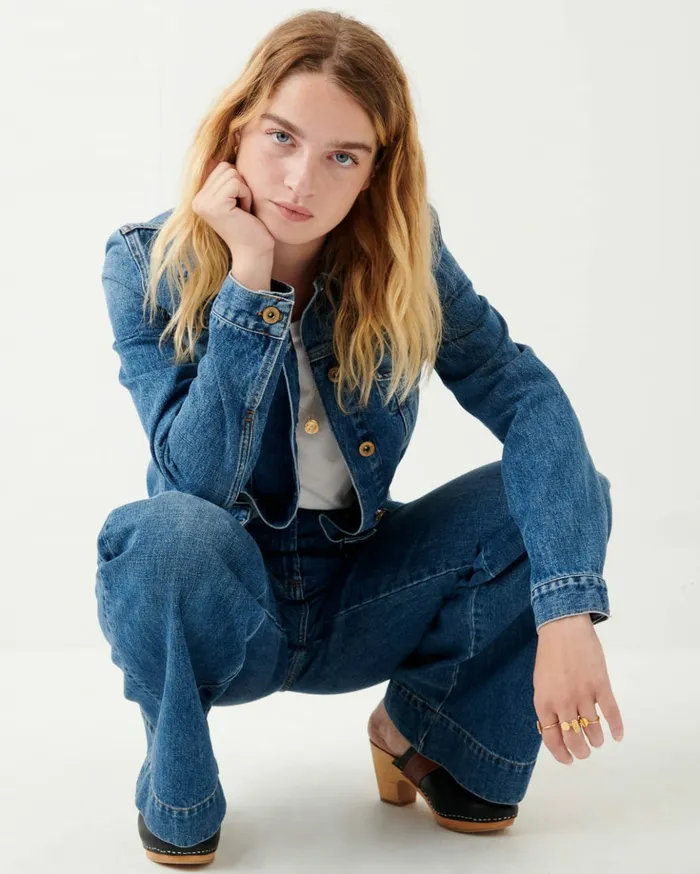 Sessn Womens Denim Montgomery Vintage Blue Casaul