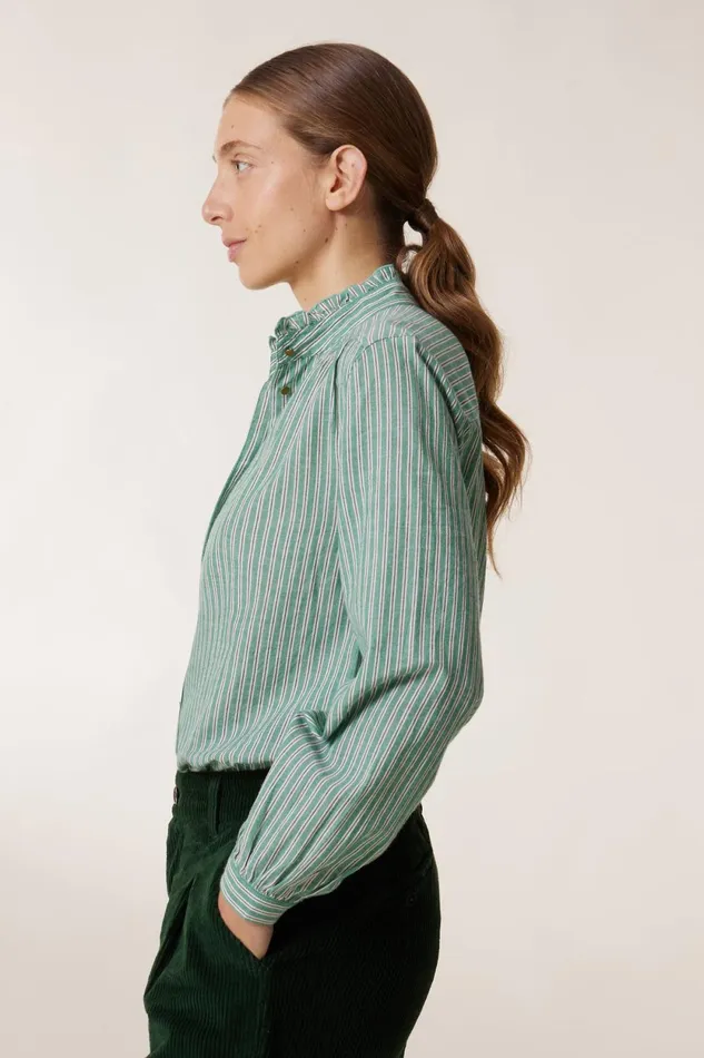 Shirts and Blouses Women Leon and Harper Caith Stripe Shirt Green