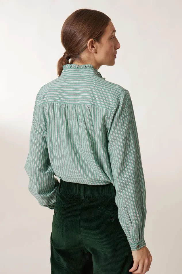 Shirts and Blouses Women Leon and Harper Caith Stripe Shirt Green