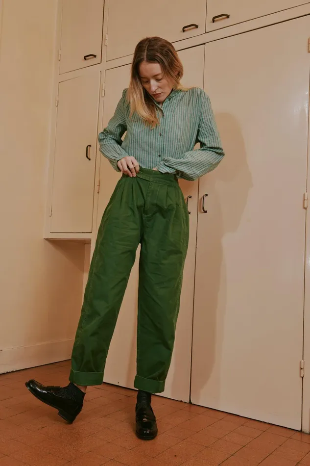 Shirts and Blouses Women Leon and Harper Caith Stripe Shirt Green