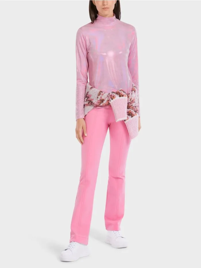 Shirts and Tops Damen Marc Cain Elegant Glnzendes Longsleeve Bright Orchid