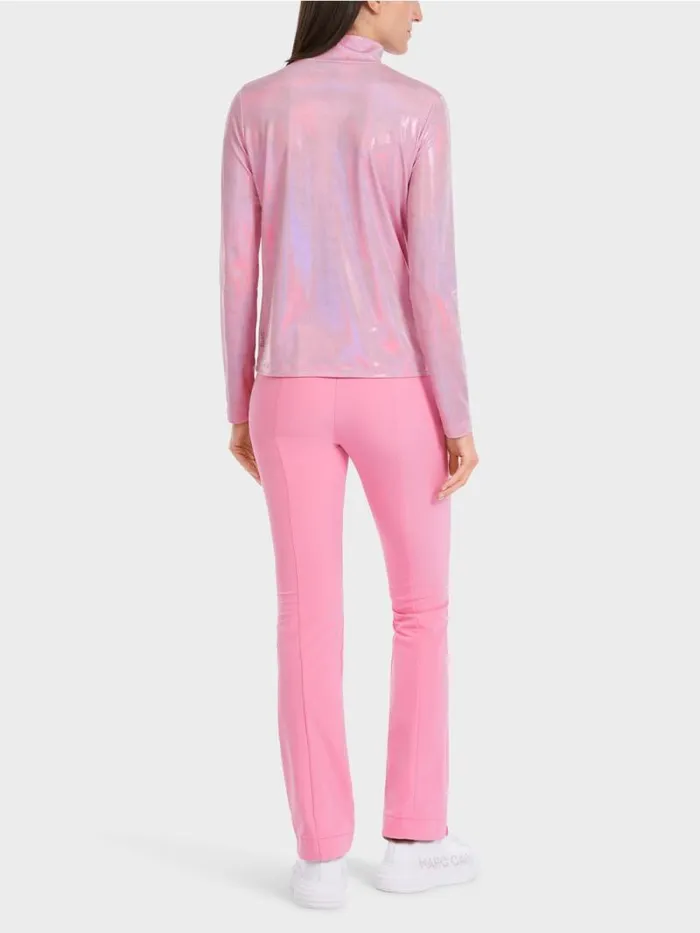Shirts and Tops Damen Marc Cain Elegant Glnzendes Longsleeve Bright Orchid