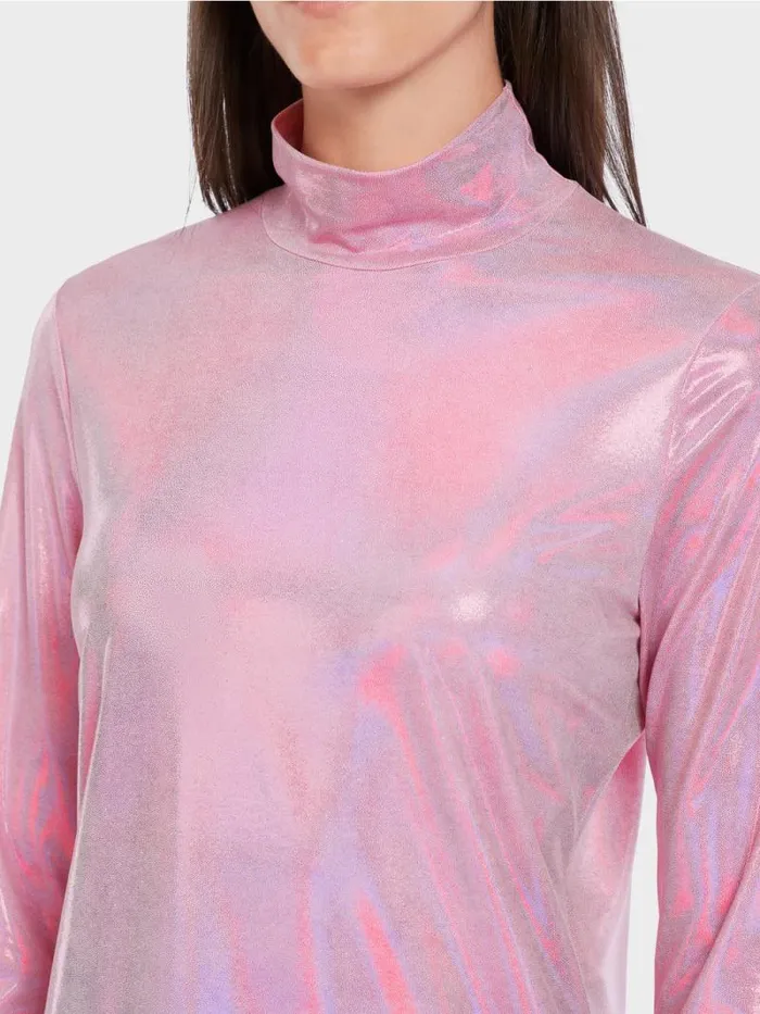 Shirts and Tops Damen Marc Cain Elegant Glnzendes Longsleeve Bright Orchid