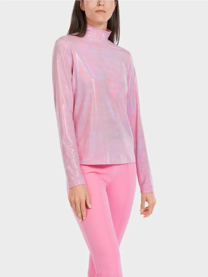 Shirts and Tops Damen Marc Cain Elegant Glnzendes Longsleeve Bright Orchid