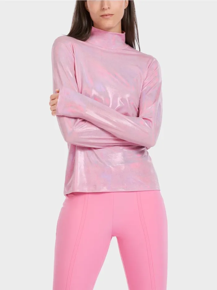 Shirts and Tops Damen Marc Cain Elegant Glnzendes Longsleeve Bright Orchid