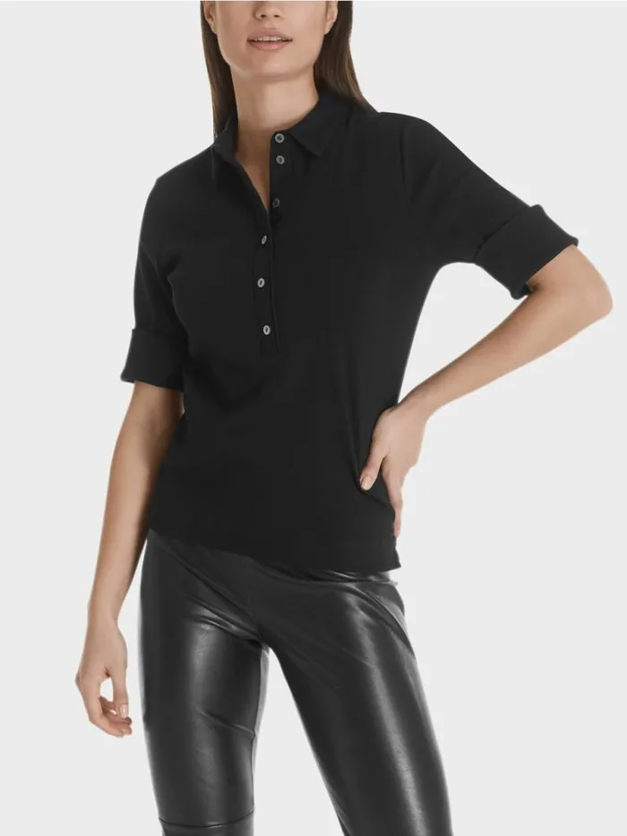 Shirts and Tops Damen Marc Cain Poloshirt Aus Baumwolle Black