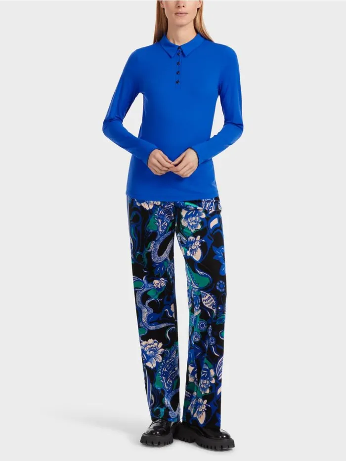 Shirts and Tops Damen Marc Cain Poloshirt In Rippjersey Bright Royal Blue