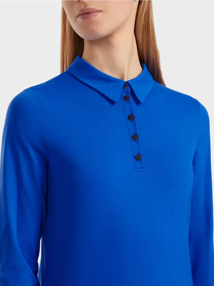 Shirts and Tops Damen Marc Cain Poloshirt In Rippjersey Bright Royal Blue