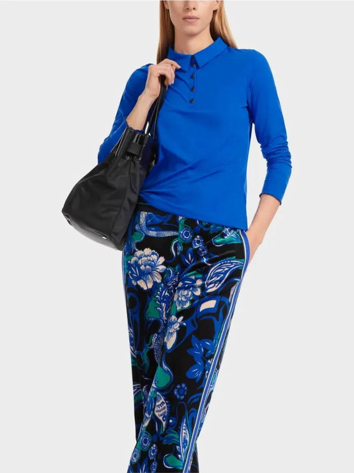Shirts and Tops Damen Marc Cain Poloshirt In Rippjersey Bright Royal Blue