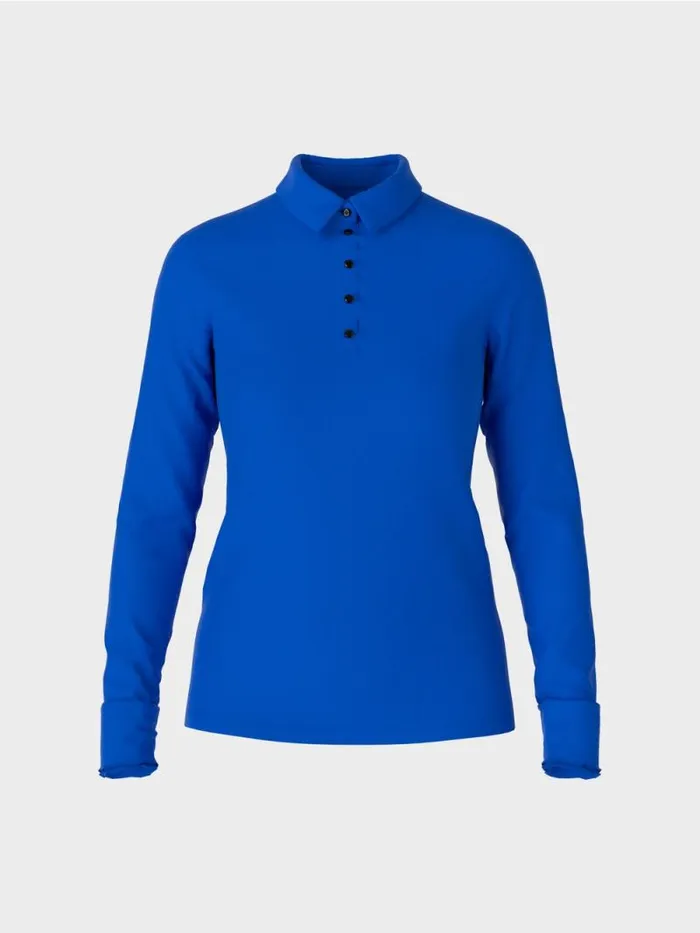 Shirts and Tops Damen Marc Cain Poloshirt In Rippjersey Bright Royal Blue