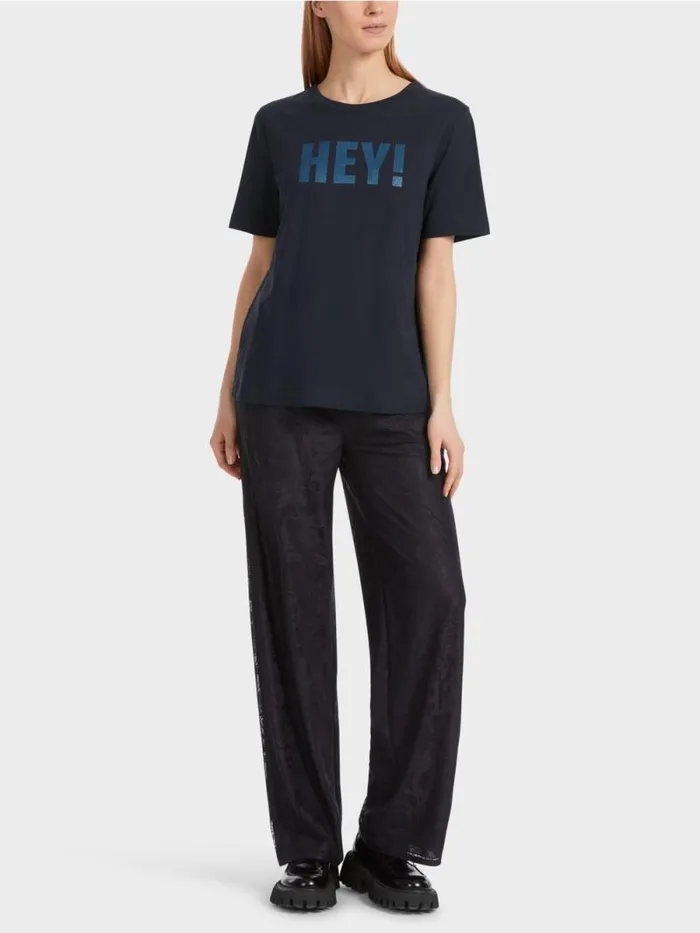 Shirts and Tops Damen Marc Cain TShirt Mit Glitzer 034Rethink Together034 Midnight Blue